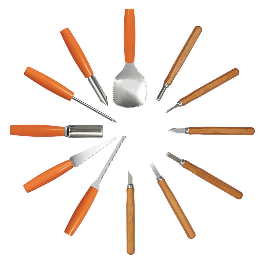 12 sztuk dynia narzędzie robić rzeźbienia s zestaw lampion z dyni na Halloween narzędzie robić rzeźbienia ze stali nierdzewnej grawerowanie dostaw narzędzia kuchenne: Default Title