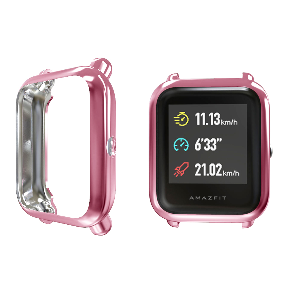 Protection Case for Huami Amazfit GTS2 mini case for Bip/Bip S/Bip lite/bip U Plating TPU Soft Cover Full Screen Protector Shell: Red Black