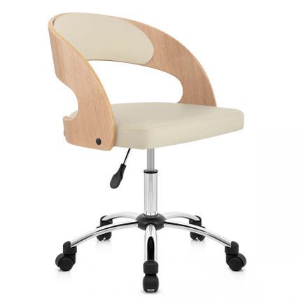 Art Computer Chair European-style Special Home Office Chair Student Backrest Chair Swivel Chair Seat Solid Wood Ergonomic Chair: White