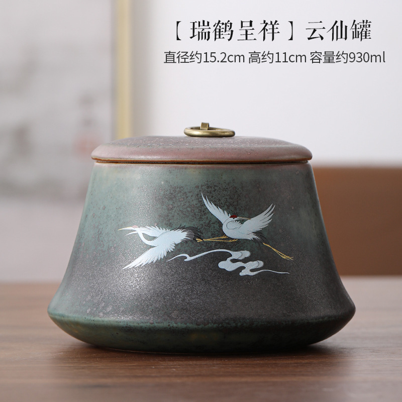 Large Ceramic Tea Containers Handmade Coarse Pottery Tea Containers Sealed Cans Tea Storage Warehouse Ceramic Jar Tea Container: B  15.2x11cm 