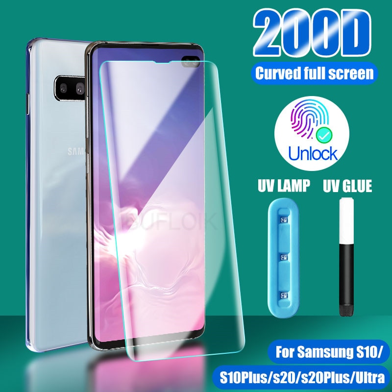 Verre trempé à couverture liquide UV pour Samsung Galaxy S8 S9 S10 S20 Ultra Plus protecteur d'écran pour Samsung Note 8 9 10 verre