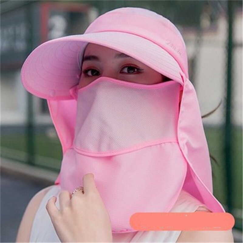 Summer Women Sun Hat Fishing Cap Outdoor Cap Hiking Hat Camping Visor Hat Protection Face Neck Cover Sun UV Protect Cap: pink