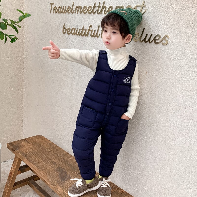 Olekid vinter bebis pojkar overaller tjocka varma dun bomull baby girl jumpsuits 1-5 år barn overall barn småbarnsbyxor: Blå / 2t