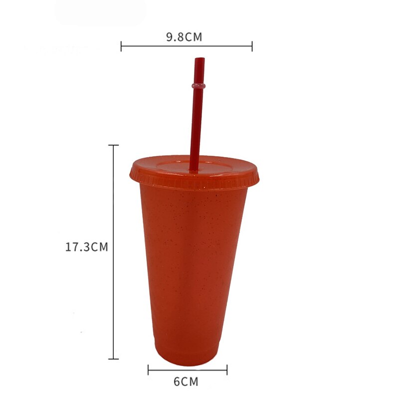 Stro Cup Lovertjes Glitter Cup Kleurrijke Koffie Sap Stro Mok Eenvoudige Plastic Bodem Outdoor Draagbare Cup: plastic red