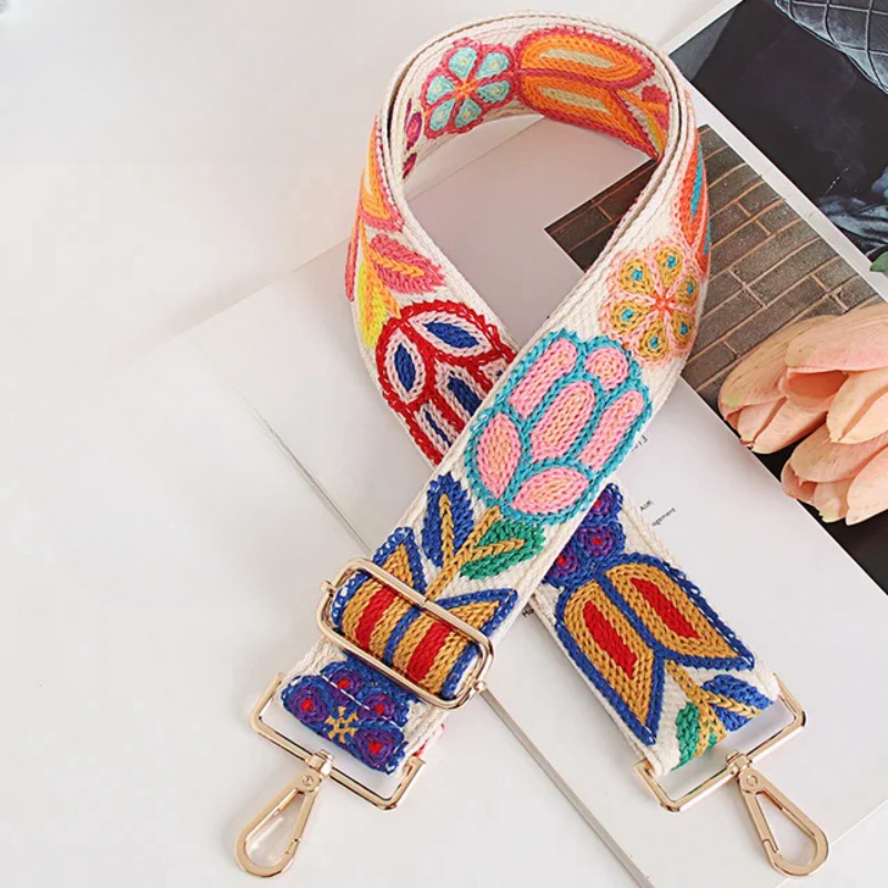 Alça de ombro estilo vintage bordada à mão multiuso moda bolsa acessórios alça de acessório de conforto ajustável