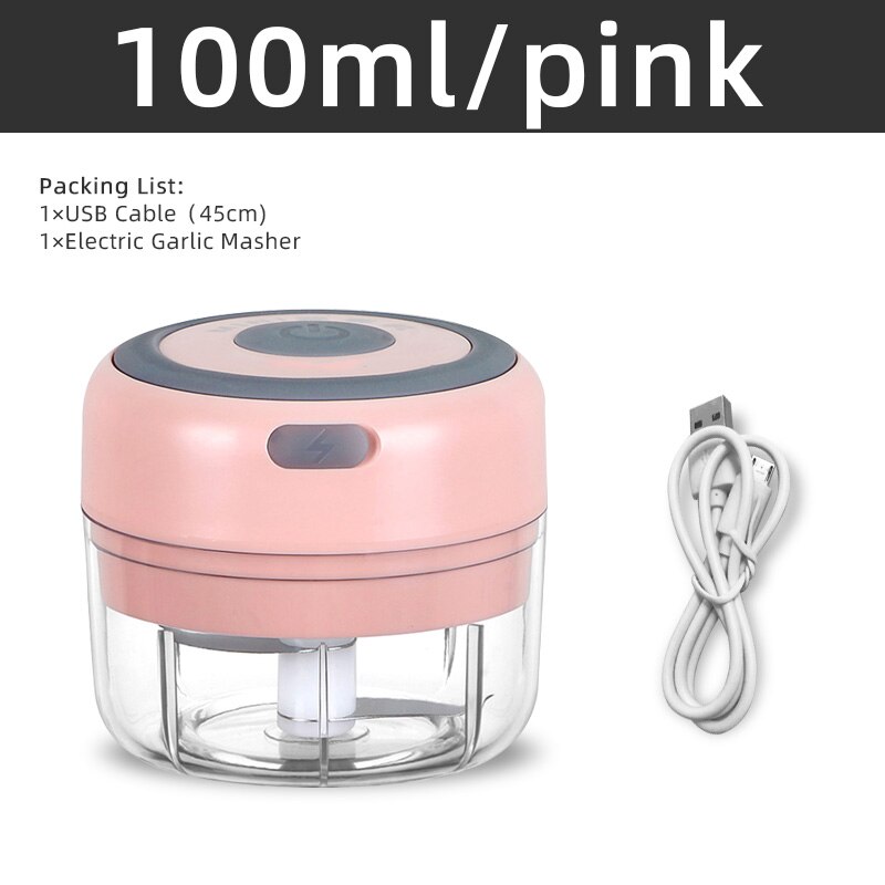 Elektrisk håndmixer 2 in 1 minihakker piskeris æggepisker 3- hastighedskontrol køkkenblender usb trådløs hvidløgsmasker: 100ml stk