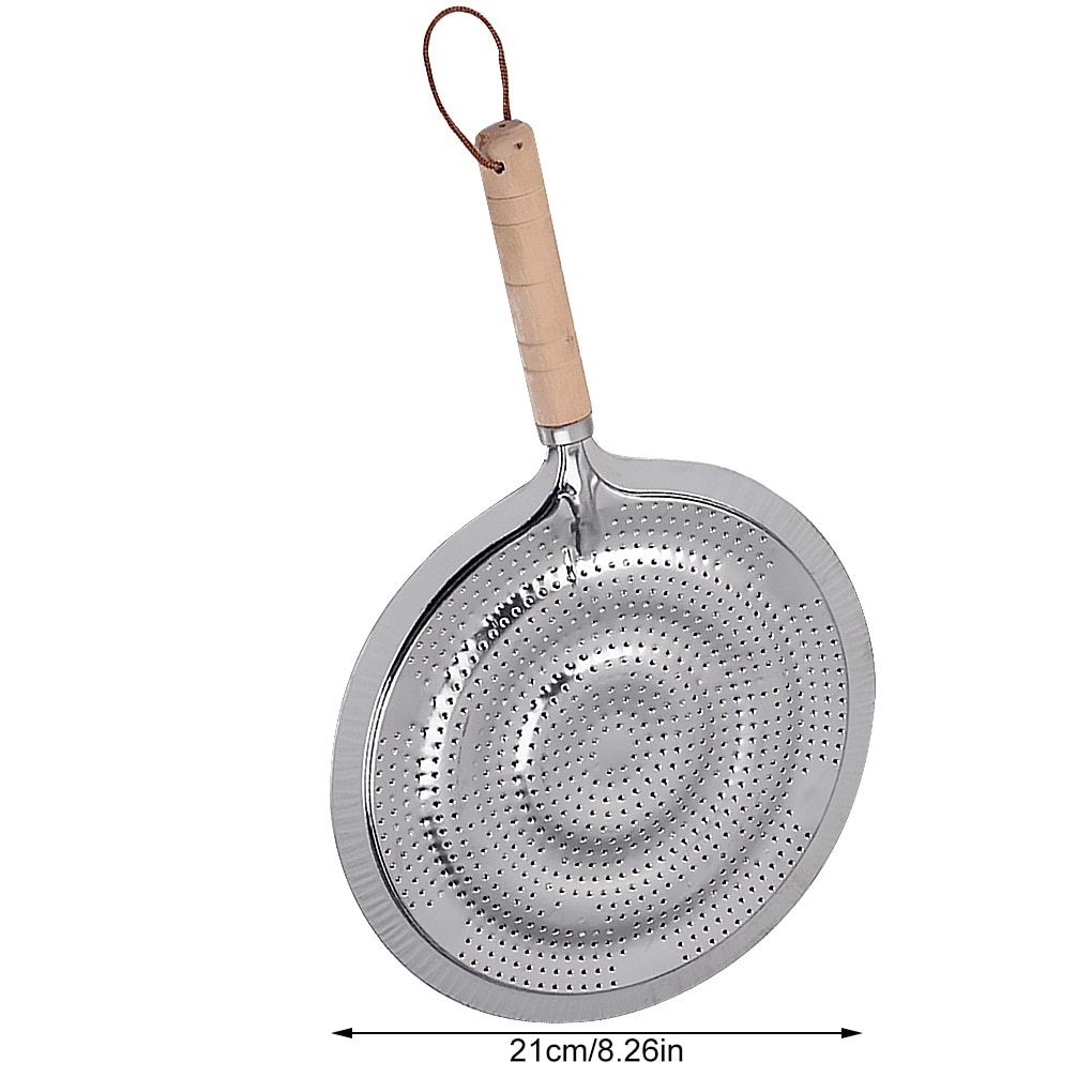 21Cm Ronde Warmte Diffuser Met Houten Handvat Koffie Melk Kookgerei Metalen Sudderen Ring Keuken Tool