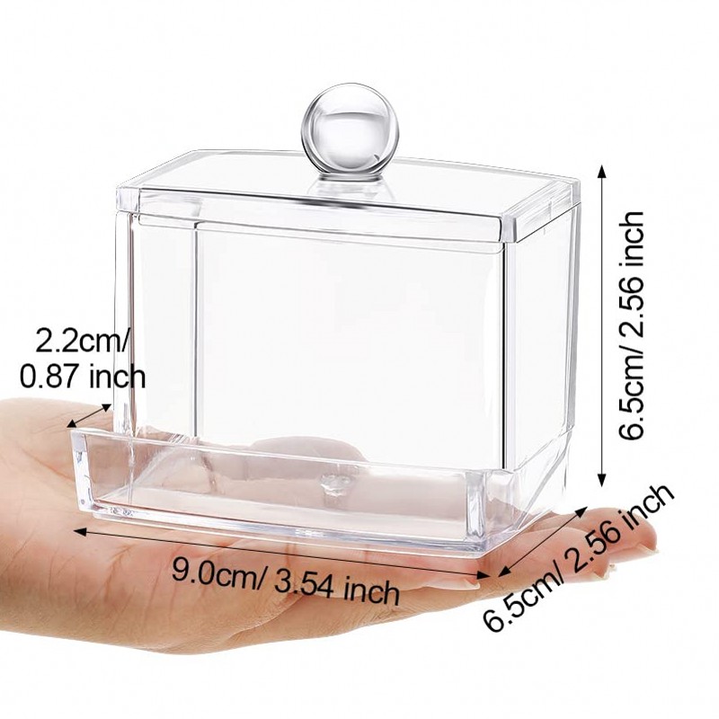 Qtip – distributeur de support transparent pour salle de bain, pot d'écouvillon/tampon/boule, conteneur, boîtes de rangement de cosmétiques pour vanité: jaune clair