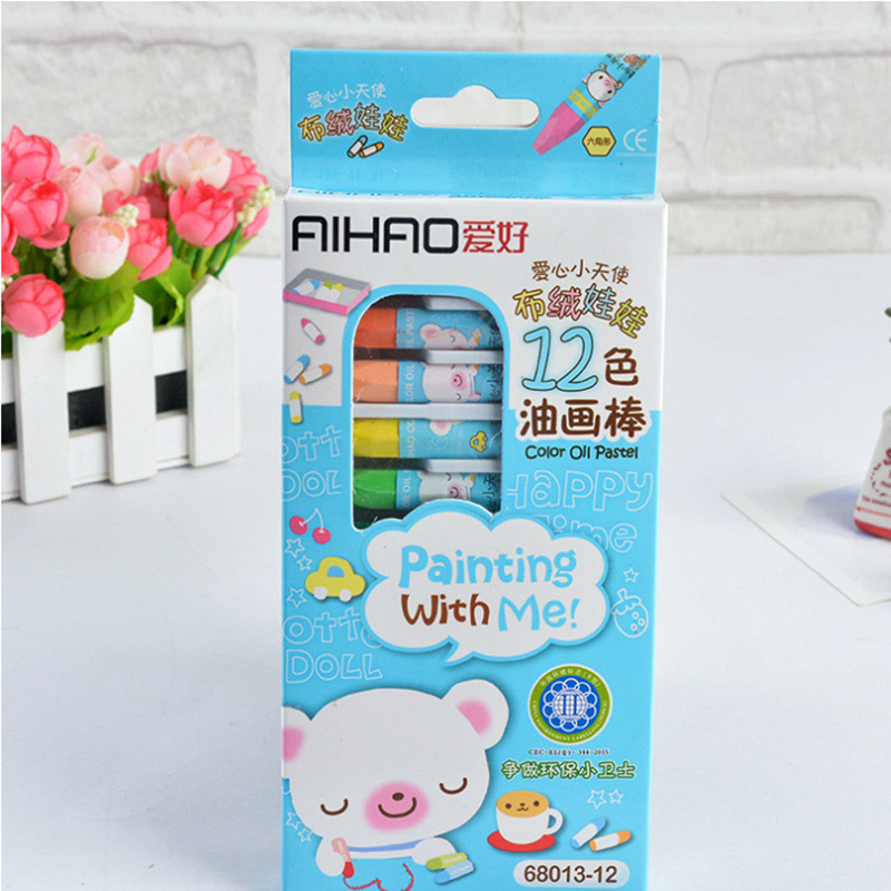 Love oil painting stick 12 color children's color painting oil painting stick student prize art crayons not dirty hands: for boy