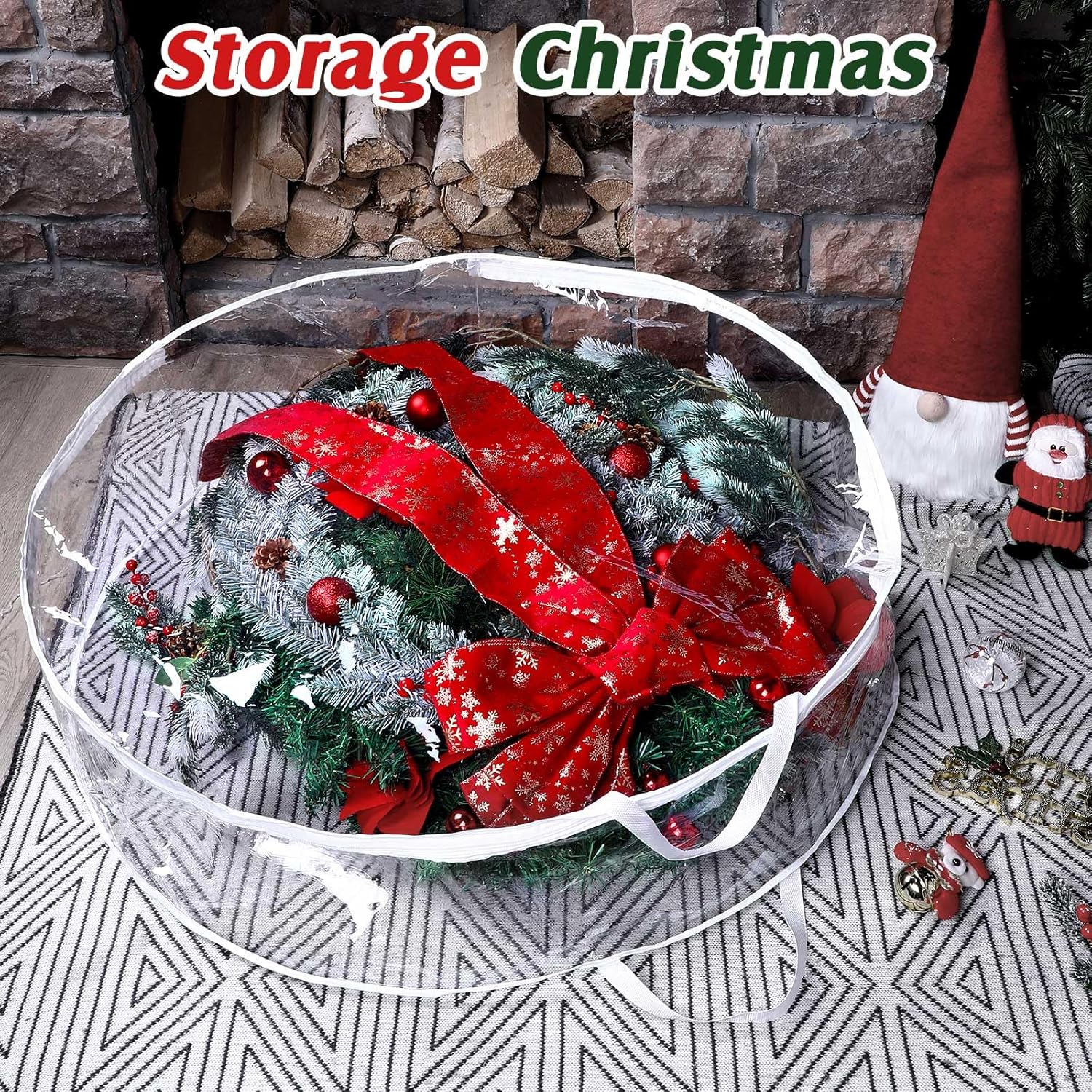 PVC Kerstkrans Opbergtas Waterdichte Garland Pakket Container Handtas Dubbele Rits Decoratieve Garland Protector Bags