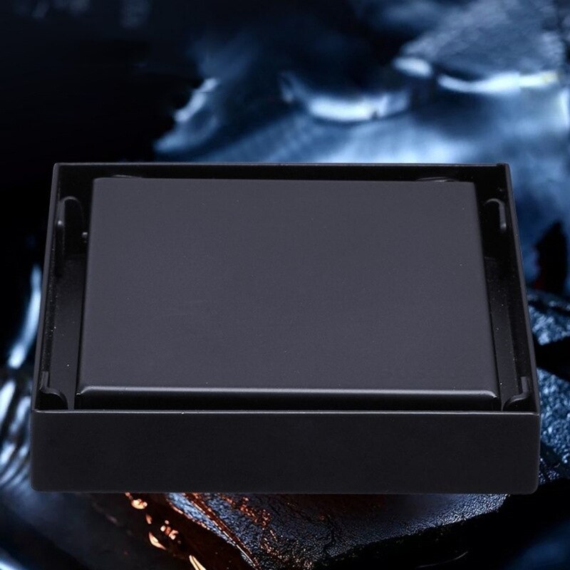 Yooap preto fosco quadrado invisível dreno de assoalho do banheiro resíduos grelha 10x10cm dreno de chuveiro dreno de assoalho preto telha inserção dreno