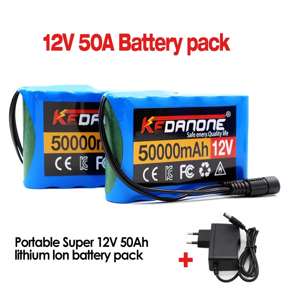 12V 50000mah Portable Super Rechargeable Lithium Ion Battery Pack Capacity DC 12.6v 30Ah CCTV Cam Monitor + Charger