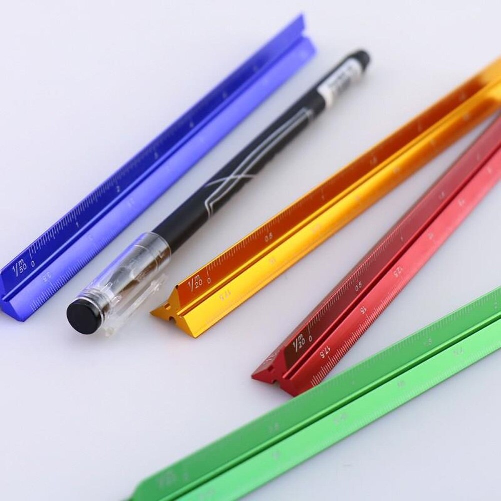 Scale Ruler Small Proportion Office Supplies Multifunctional School Measuring Tool Triangular Colorful Ruler Aluminum