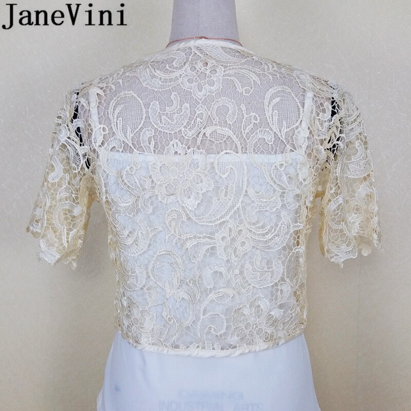 JaneVini, chaquetas cortas de encaje con cuentas para boda, se encoge para mujeres, verano, cristales rosas, Bolero, envolturas nupciales, accesorios de abrigo, Bolerka