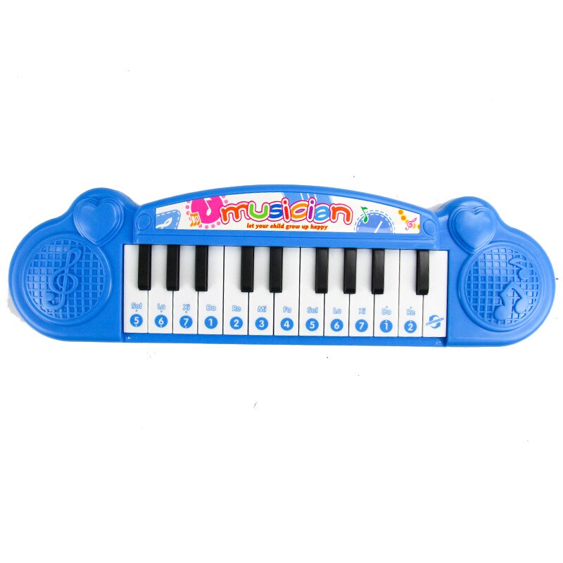 Elektronisk tastatur begyndere baby tidlig barndom musik legetøj til børn spædbørn lille klaver til baby: Elektronisk tastatur 8814 blå farverig kasse