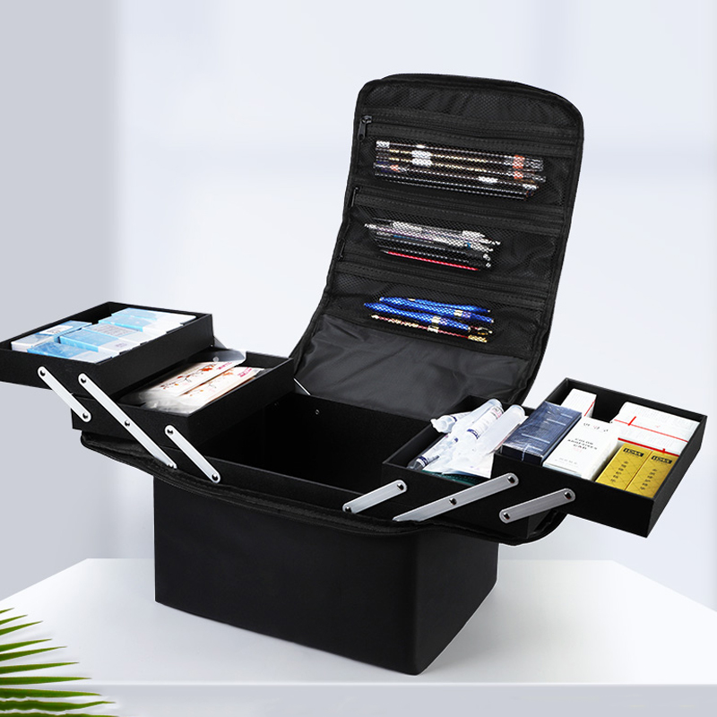 Multilayer Clapboard Cosmetische Bag Case Schoonheidssalon Tattoos Nail Art Tool Bin Vrouwen Make-Up Organizer Grote Capaciteit Tas