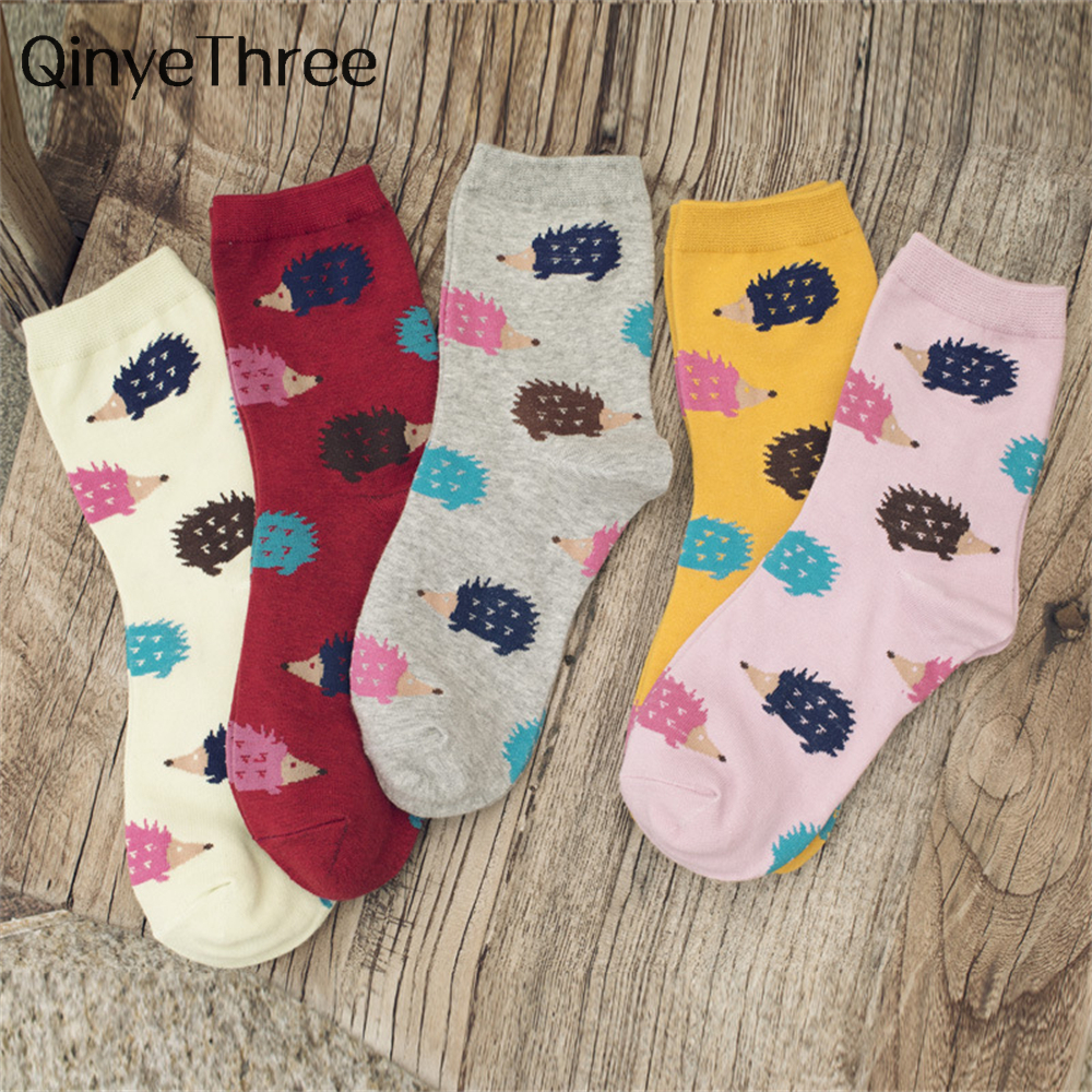 Neue frauen Täglich Japanischen Koreanische Lustige Karikatur Igel Glücklich Ebene Weiche Baumwolle Socken Nette Haustiere Sokken