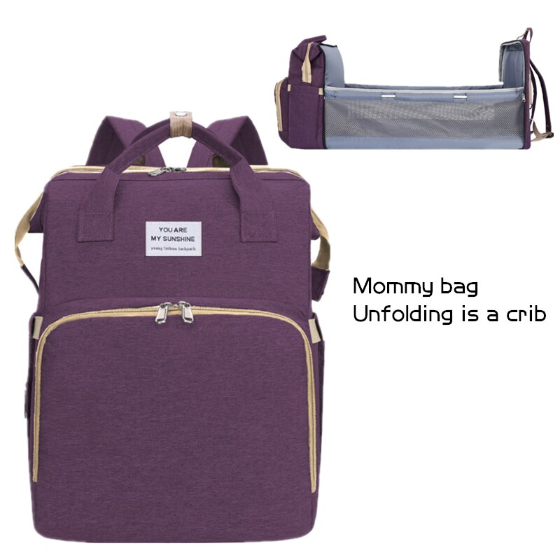 Mor bleetaske bærbar sammenklappelig babyseng multifunktionel seng midt i sengen mor og baby taske bærbar stor rygsæk med stor kapacitet: B1