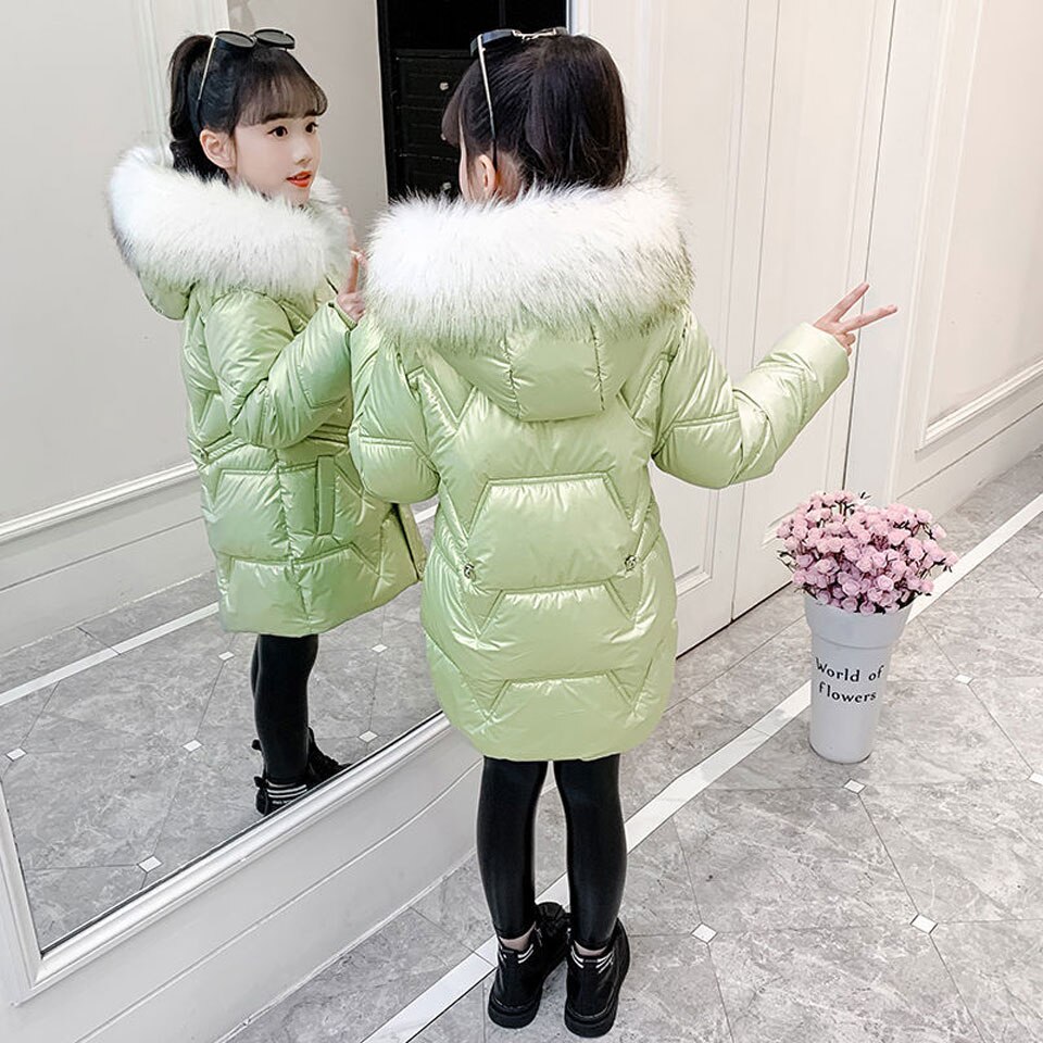 Russland Winter Mädchen Unten Oberbekleidung Dicke Warme Winter Parkas Mäntel Für freundlicher Mädchen 3-12Jahre Pelz Kragen Mit Kapuze Mädchen Outwear