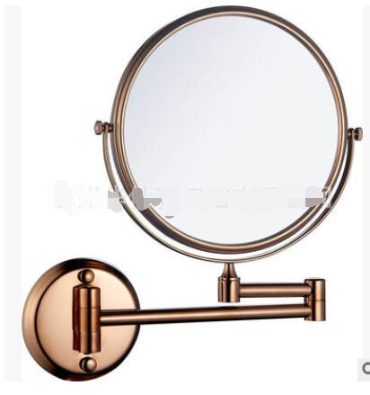 Espejos de baño de 8 pulgadas, espejo redondo de 2 caras con aumento de 3 aumentos, espejo de maquillaje plegable de latón y bronce para pared, 6 colores: rose gold