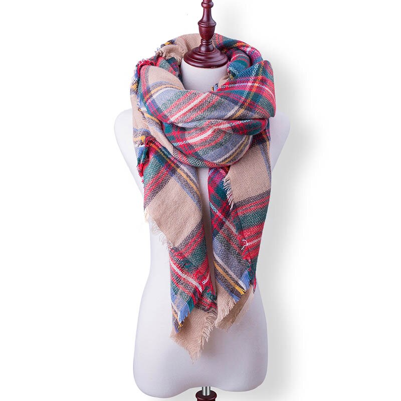 Evrfelan femmes écharpe de hiver foulards femme cou porter Plaid bufanda Triangle forme écharpe