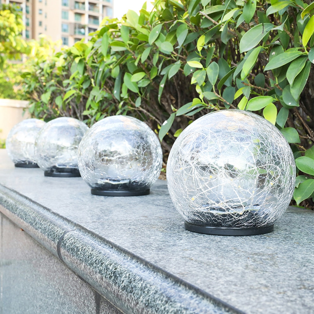 Garden Decoration Crack Glass Ball LED Ground Light Solar LED Lawn Lamp Waterproof Outdoor Landscape Patio Yard Pathway Light