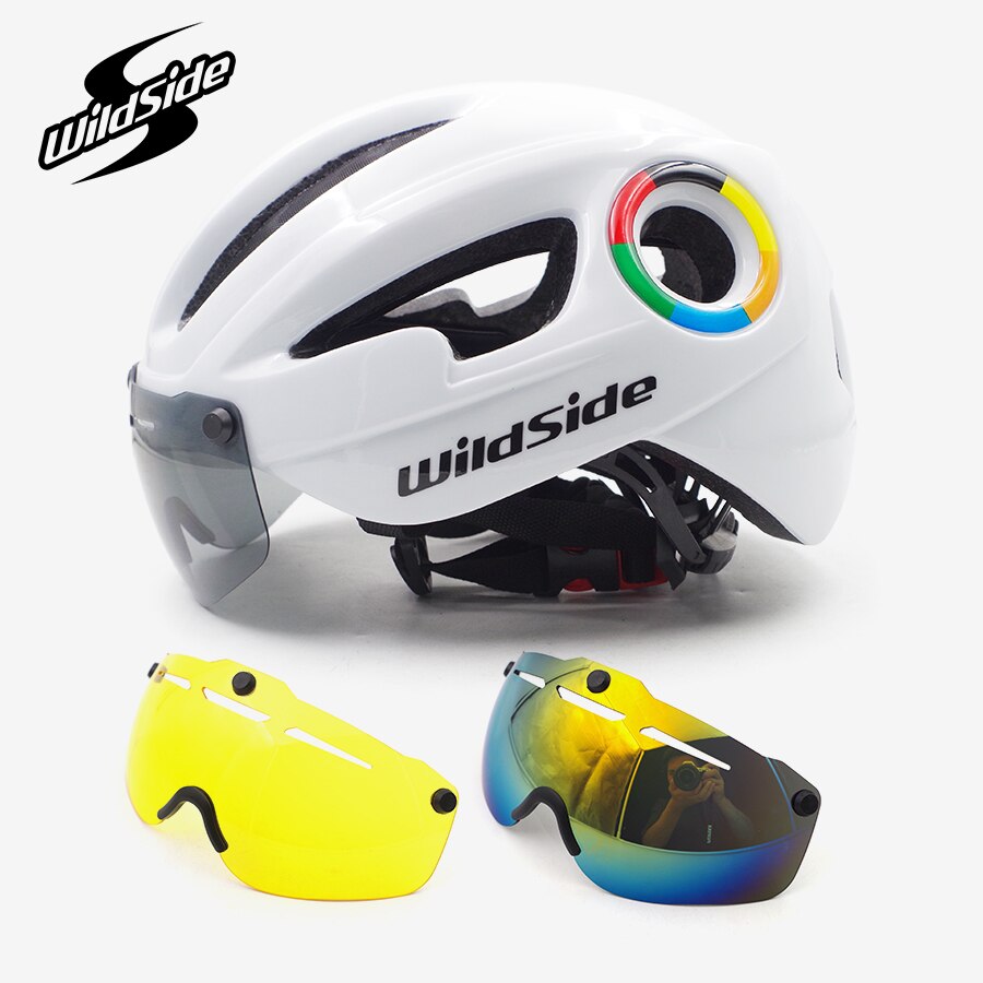 Ultralette cykelhjelm til mænd kvinder road mtb mountainbike hjelm med linser casco ciclismo race cykel hjelm udstyr: Hvid -3 linse