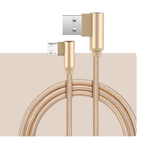 EECPT 3A Micro USB Charger Kabel 90 Graden Opladen Data Draad Microusb Telefoon Kabel voor Android Samsung S7 S6 Xiaomi honor Cord: Gold