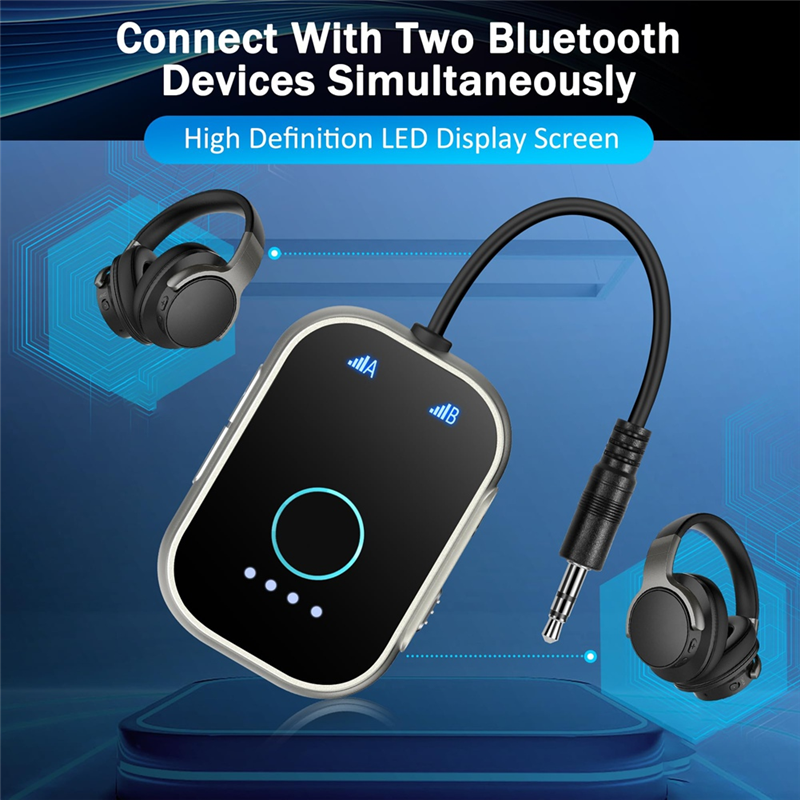 Transmissor receptor Bluetooth CABE-2-In-1 para TV, adaptador Bluetooth 5.3 para equipamentos de avião, academia e carros: Default Title