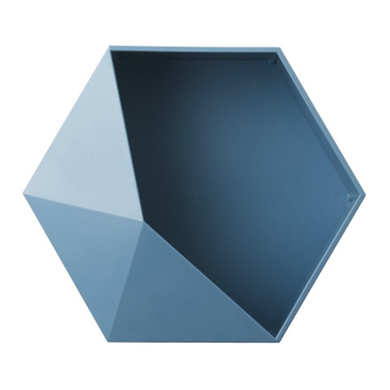 Geométrico hexagonal prateleira de armazenamento nordic suporte de parede flutuante prateleira expositor pote titular tb venda: Azul