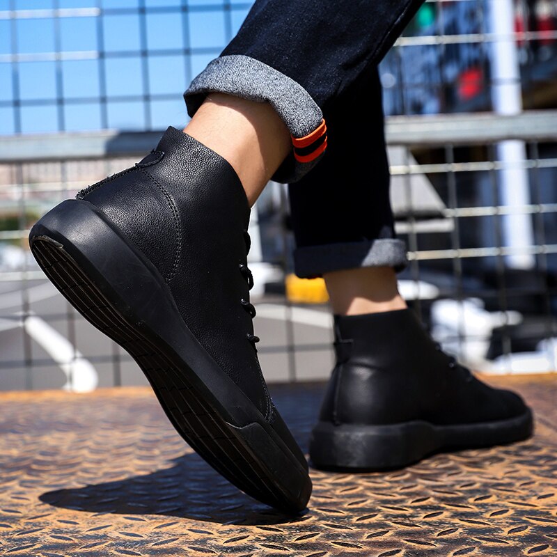 Männer Stiefel Männer Weiche Leder Stiefeletten Britischen Stil herren Stiefel Große Größe 47 Winter Warme Stiefel