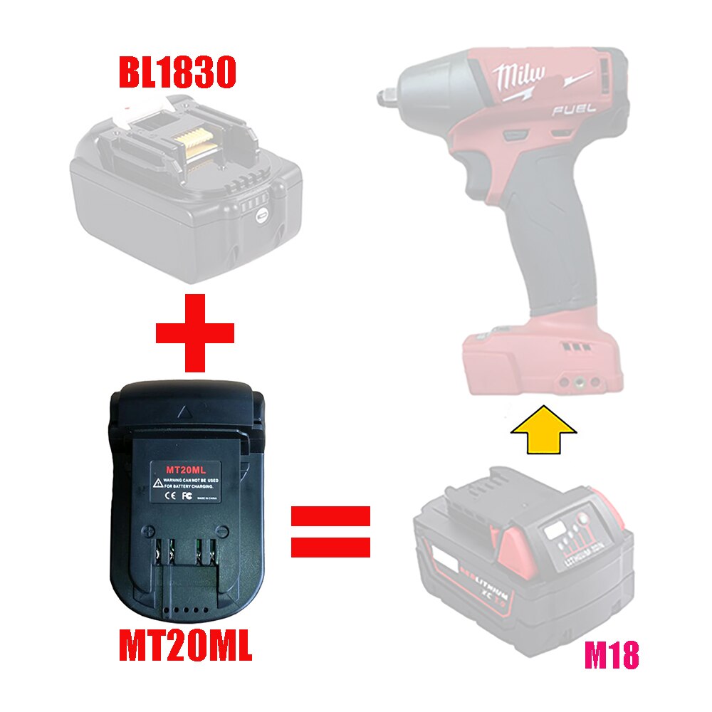 Li-ion batteri værktøj  mt20ml adapter konverter til makita bosch dewalt aeg ridgid devon worx hitachi batteri til milwaukee værktøj