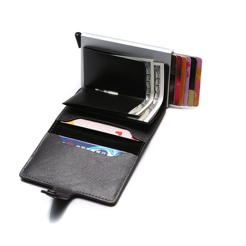 Rfid Automatische Wallet Credit Card Houder Case Aluminium Anti-Demagnetiseren Anti-Diefstal Rfid Bank Credit Card