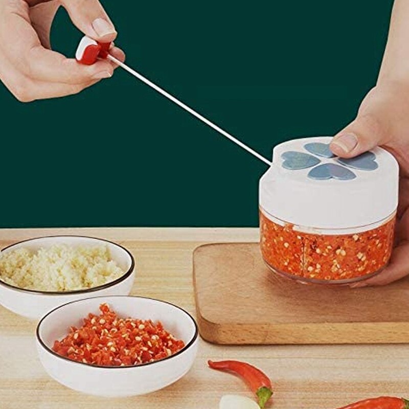 Mini Food Chopper Processor, Onion Vegetable Chopper with 2 Stainless Steel Blades, Manual Handheld Food Chopper