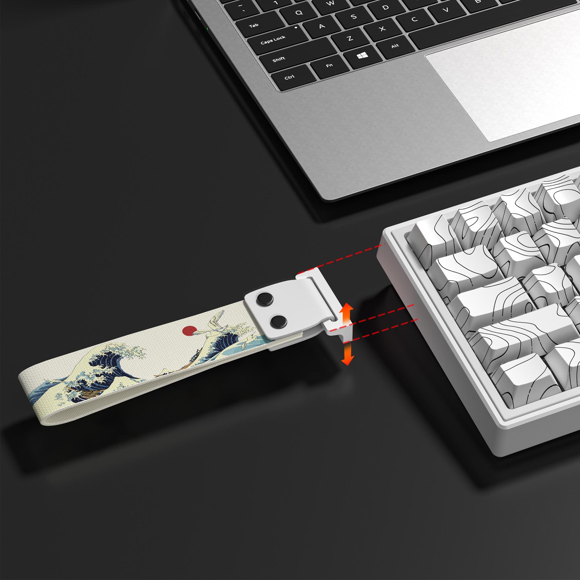 Fita de teclado coral branco mar, pulseira de nylon para teclado mecânico de jogos SK-80, alça decorativa pastável, parafusos pu, fita 3m