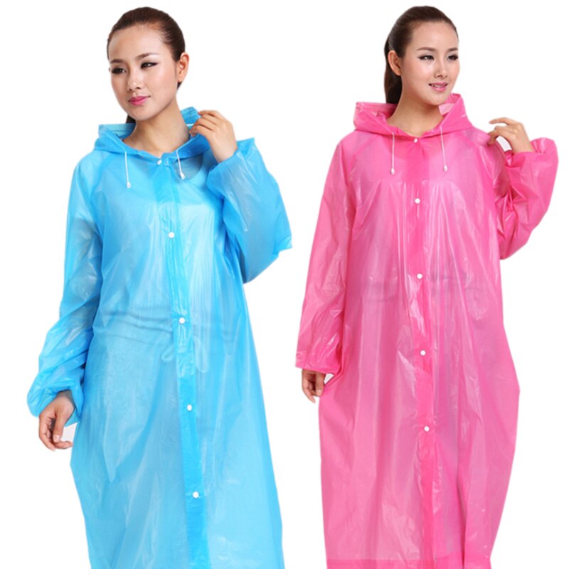 1 PC PEVA Raincoat Thickened Waterproof Rain Coat Women Clear Transparent Camping Portable Waterproof Rainwear Universal