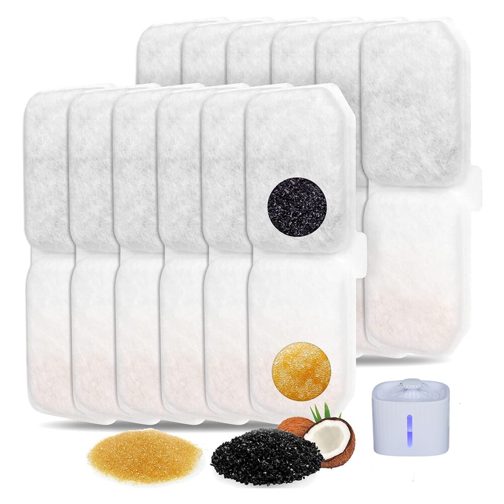 Filtre de fontaine à eau pour chat, remplacement avec charbon actif de noix de coco, pour chien de compagnie, distributeur d&#39;eau, 6 pièces/12 pièces: 12pcs