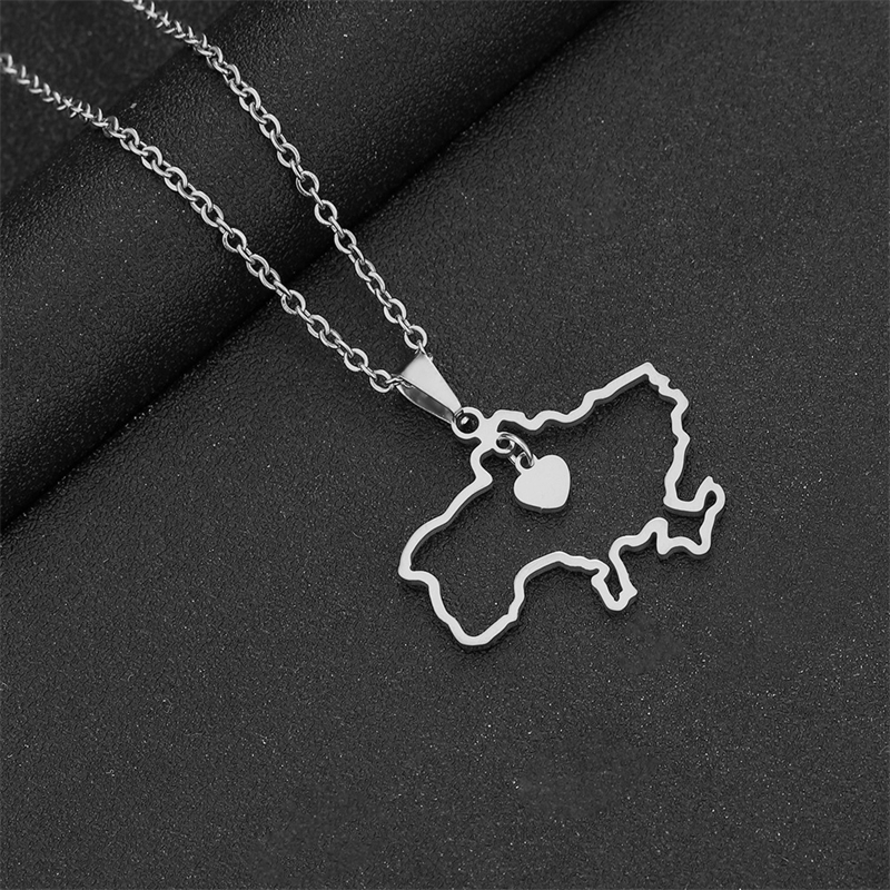 Nowy naszyjnik z mapą Ukrainy dla mężczyzn i kobiet Stal tytanowa Złoty srebrny kolor Choker Ukraina Zarys serca Flaga Biżuteria Prezent