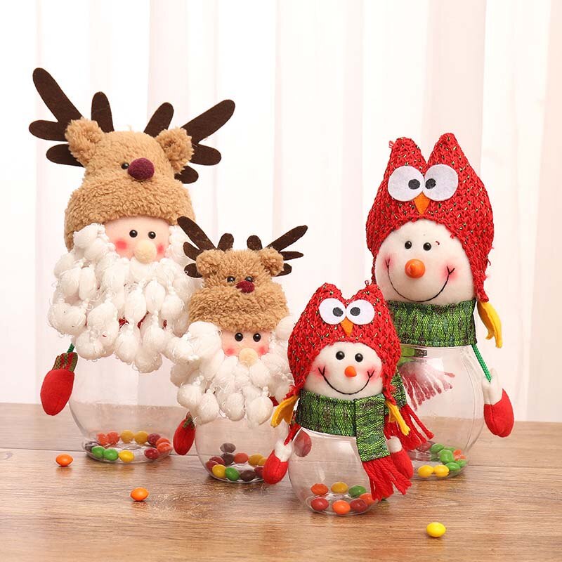 Ornaments Christmas Candy Jar Storage Bottle Santa Snowman Doll Decor Sweety Bottle Xmas Home Decoration Small Big Jar Kids
