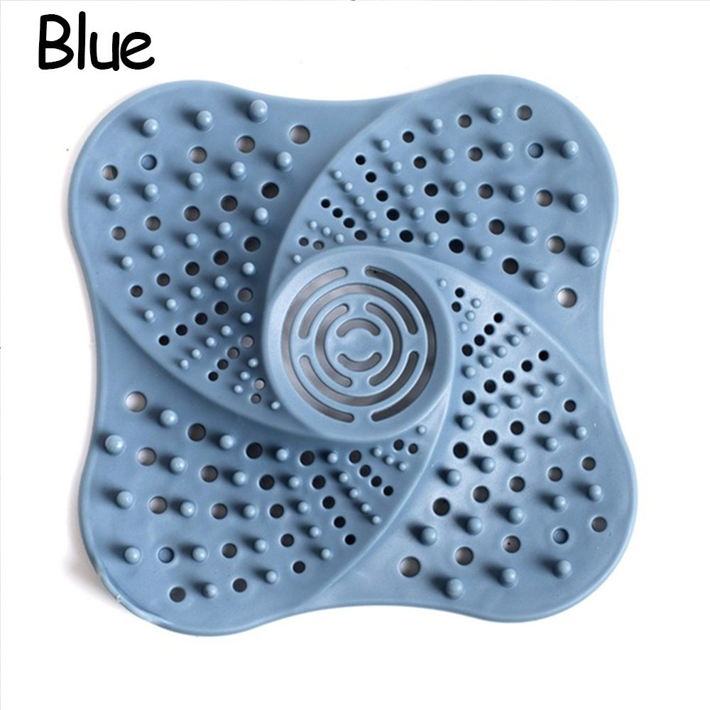 Atrapapelo redondo de silicona para fregadero, colador de drenaje, filtro de ducha, tapón de agua de goma, tapón desodorante para cocina y baño, tapón para el pelo: Blue