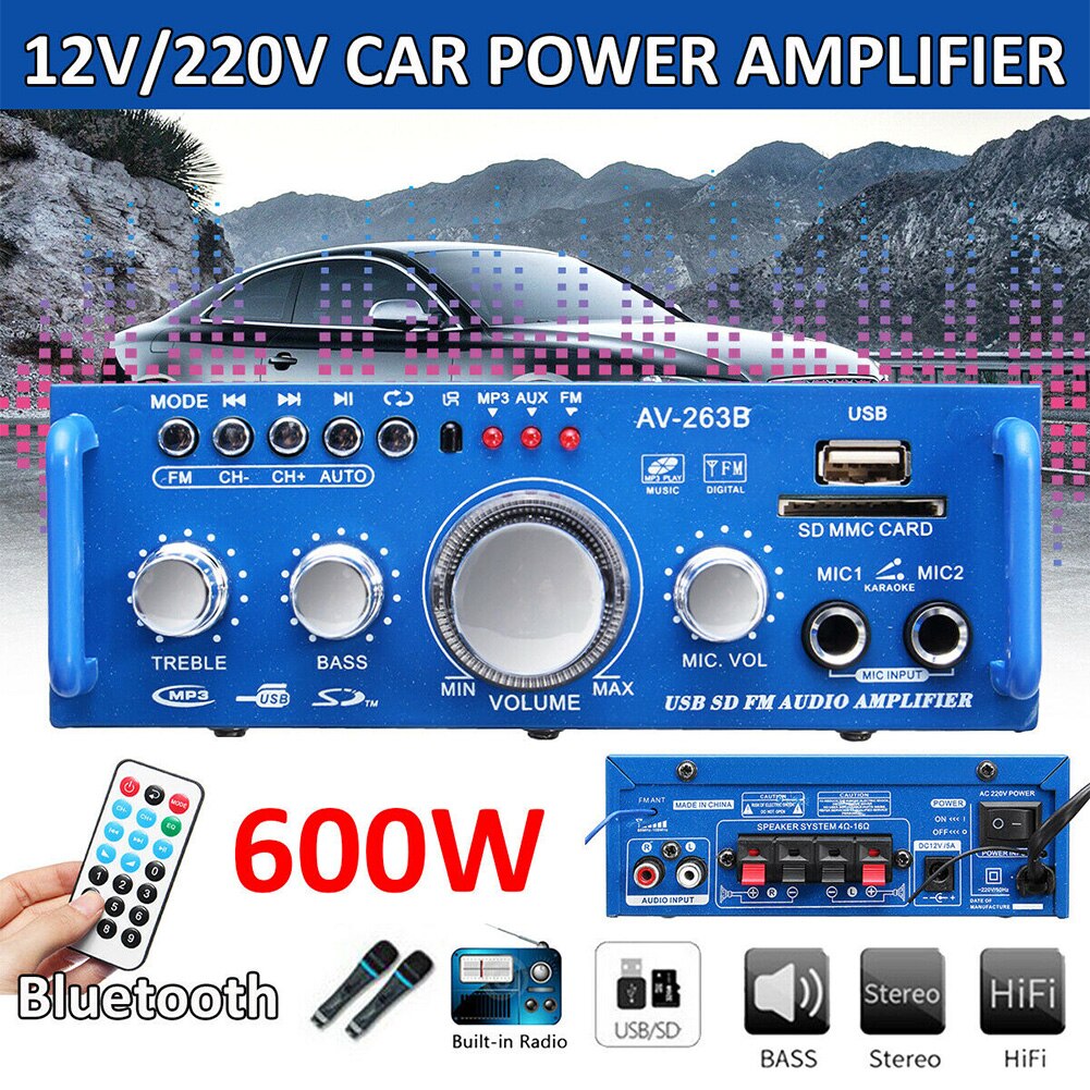 Stereo Card Insert Audio MP3 Format HIFI News Amplifier FM Radio Sound Bluetooth Universal Music Car Dual Channels