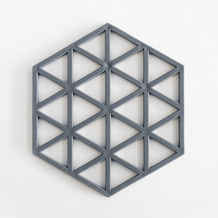 Nordisk stil blått rött rutnät hexagon form silikon koppmatta halksäker isoleringsplatta heminredning köksredskap för kruka tallrik kopp skål: Grå b