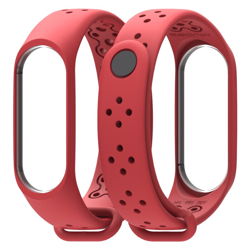 Rem til mi band 4 5 armbånd håndledsrem til mi band 3 4 5 armbånd silikonestrop til mi band 4 3 urbånd mi band 5 pulseira: Rød