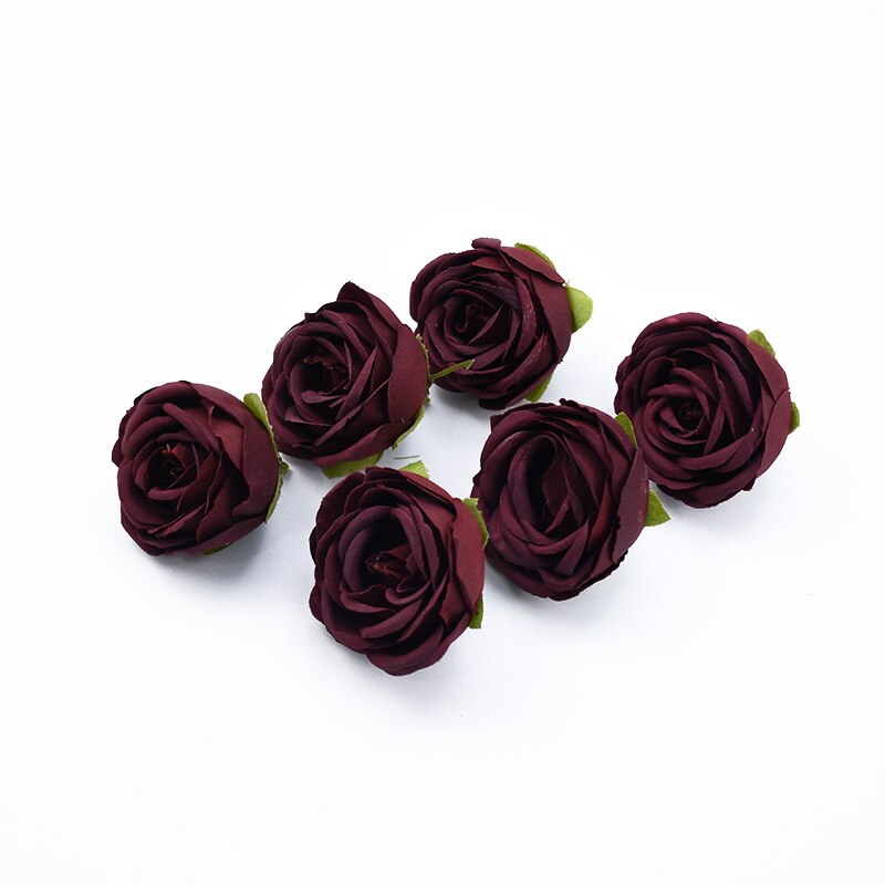6 st te rosor huvud självlåda juldekorationer till hemmet bröllop bröllop tillbehör röjning konstgjorda blommor billigt: 9