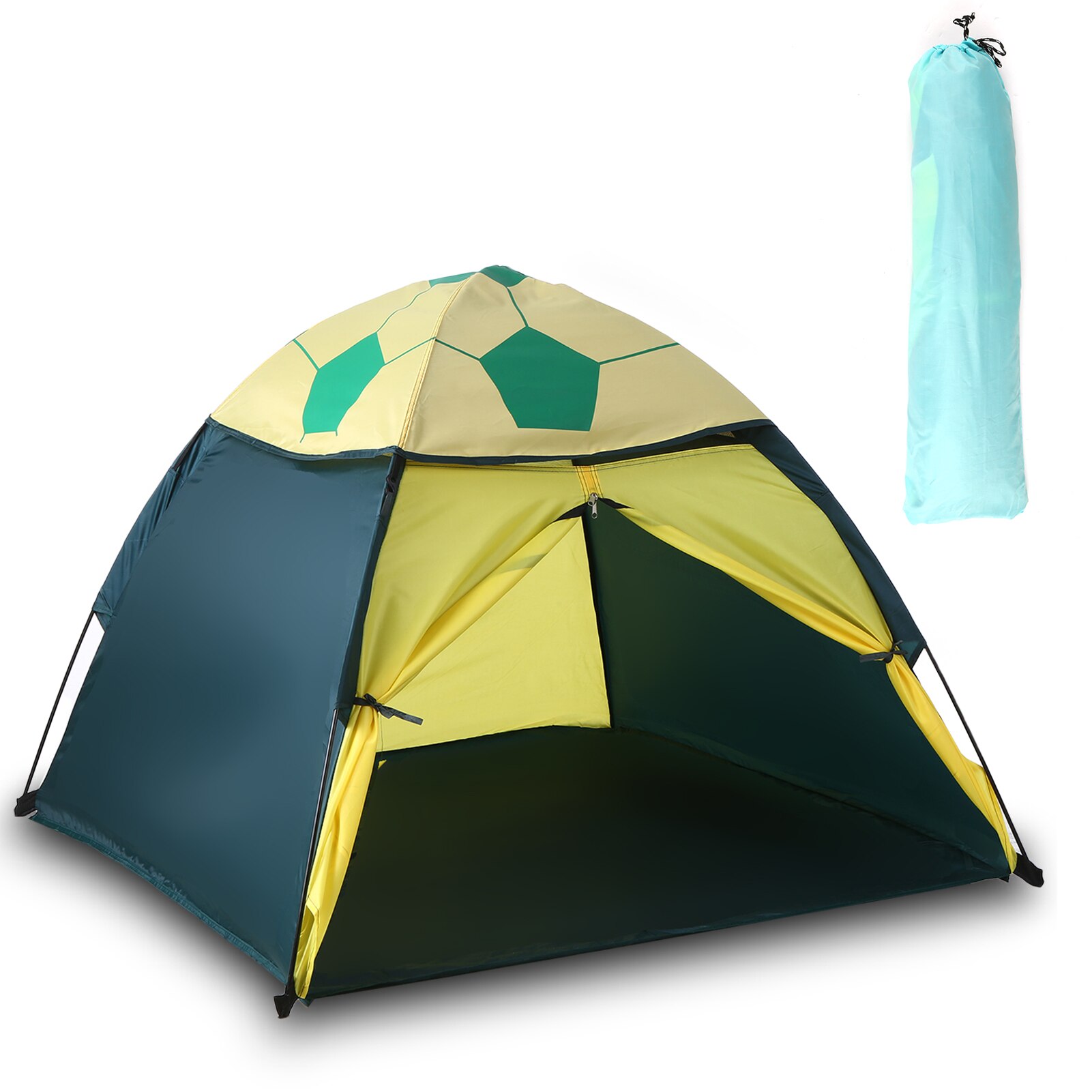 Tienda de campaña portátil, toldo de viaje automático Pop-Up para playa, cabaña UPF 50 + refugio solar, carpa para exteriores, pesca, senderismo: Blue and yellow