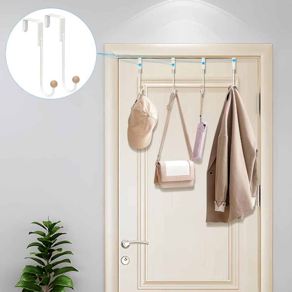Crochets de porte au-dessus de la porte, paquet de 4, crochets de suspension de porte, crochet robuste, porte-manteau, salle de bains, cuisine, support de rangement d'organisation à domicile