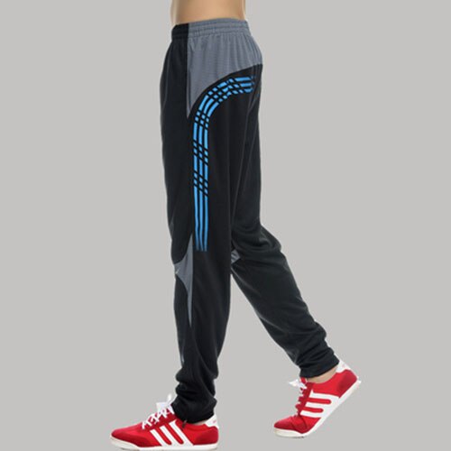 Mens lässig Sport Hosen Reißverschluss Taschen Joggen verlieren Fitness Laufen Hosen FußBall Ausbildung Hosen Jogginghose: Blau / L