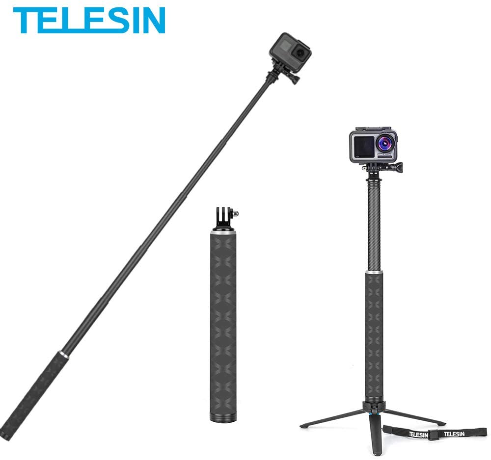 Telesin Ultralight Carbon Fiber Selfie Stick Met Statief Voor Gopro Hero/Dji Osmo Action/Insta360/Akaso Action camera Accessoires