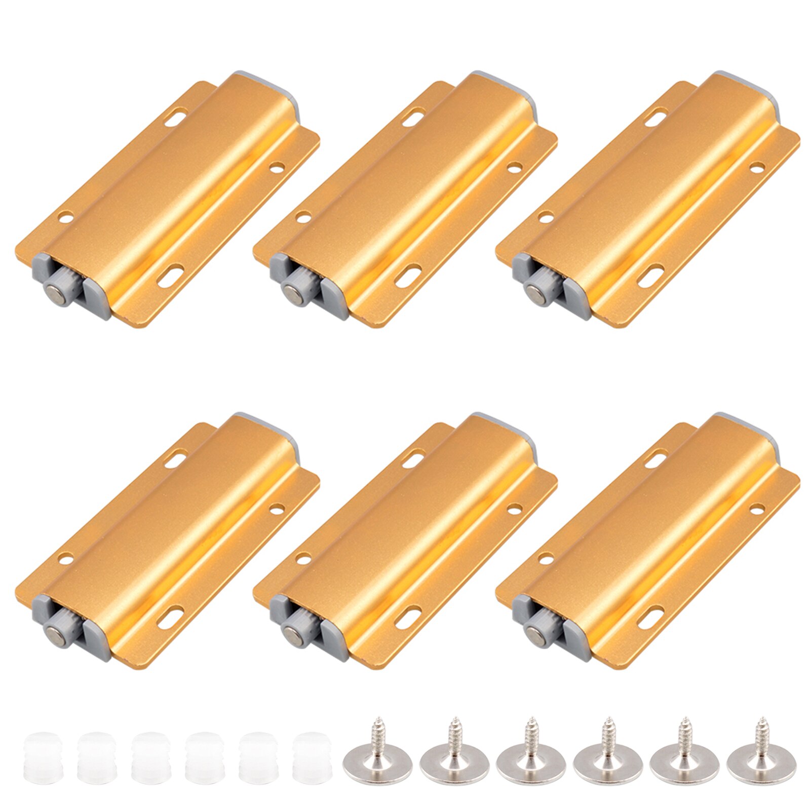 6pcs Wardrobe Magnetic Touch Latch Drawer Furniture Soft Close Cupboard Kitchen Closet Aluminum Alloy Door Catches Push Open