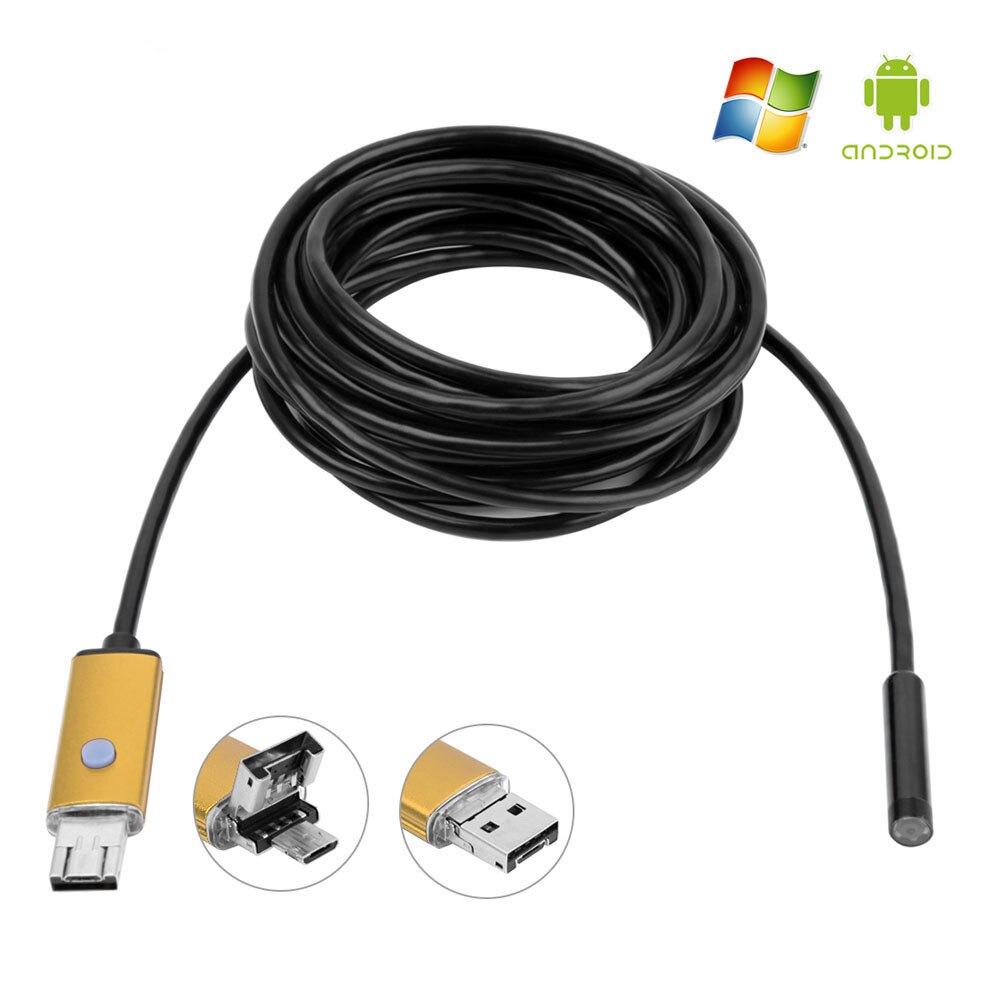 Ouhaobin 2 In 1 Android Usb Endoscoop Inspectie 7Mm Camera 6 Led Hd IP67 Waterdichte 10M April 10